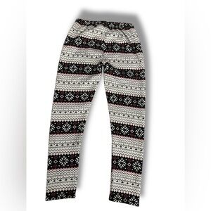 Just Cozy Faux Fur Lined Warm Leggings Black White Pink Patterned Women’s OS +